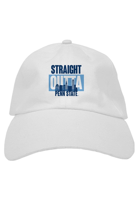 STRAIGHT OUTTA PENN STATE Custom White Unisex Premium Dad Hat