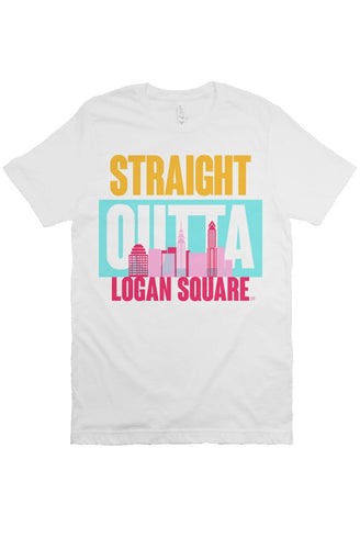 STRAIGHT OUTTA LOGAN SQUARE Custom White Unisex Tee