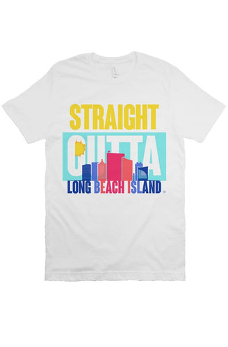 STRAIGHT OUTTA LONG BEACH ISLAND Custom White Unisex Tee