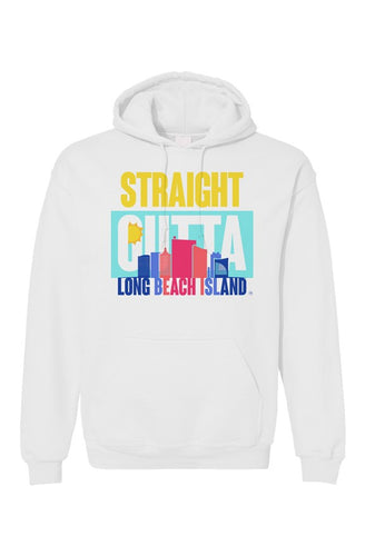 STRAIGHT OUTTA LONG BEACH ISLAND Custom White Unisex Hoodie