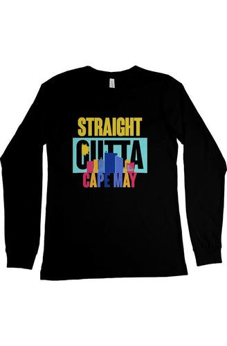 STRAIGHT OUTTA CAPE MAY Custom Black Long Sleeve Tee