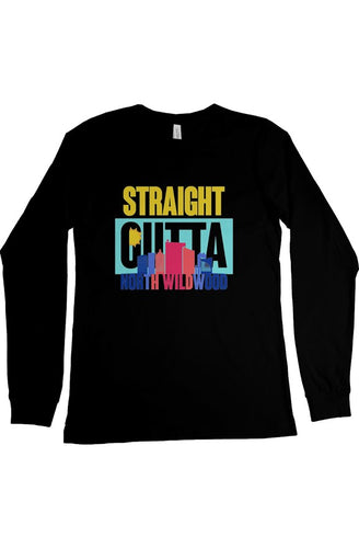 STRAIGHT OUTTA NORTH WILDWOOD Custom Black Long Sleeve Tee