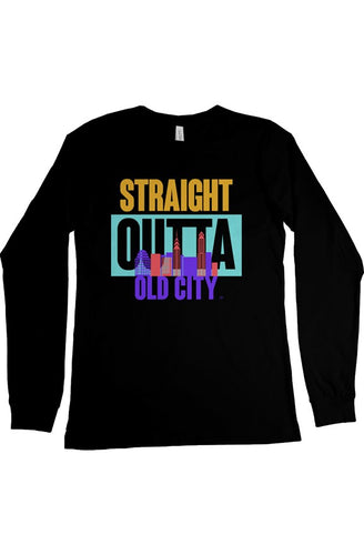 STRAIGHT OUTTA OLD CITY Custom Black Long Sleeve Tee