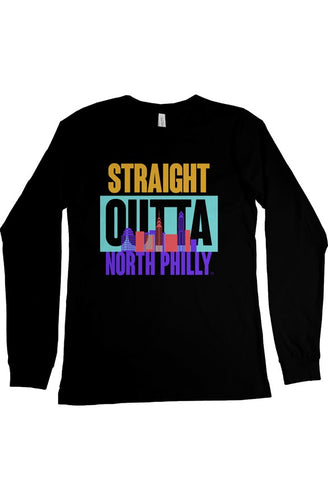 STRAIGHT OUTTA NORTH PHILLY Custom Black Long Sleeve Tee