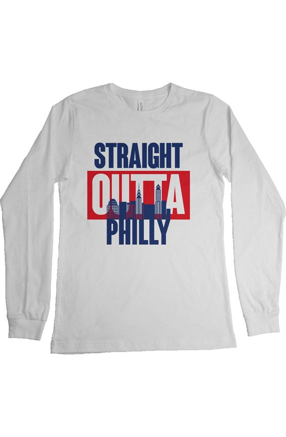 STRAIGHT OUTTA PHILLY Custom White Long Sleeve Tee