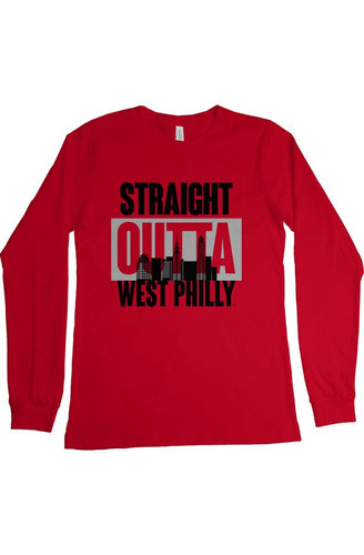 STRAIGHT OUTTA WEST PHILLY Custom Red Long Sleeve Tee