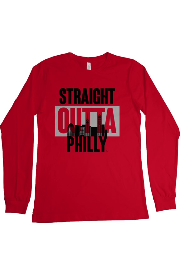 STRAIGHT OUTTA PHILLY Custom Red Long Sleeve Tee