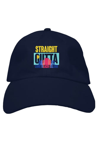STRAIGHT OUTTA LONG BEACH ISLAND Custom Black Premium Dad Hat