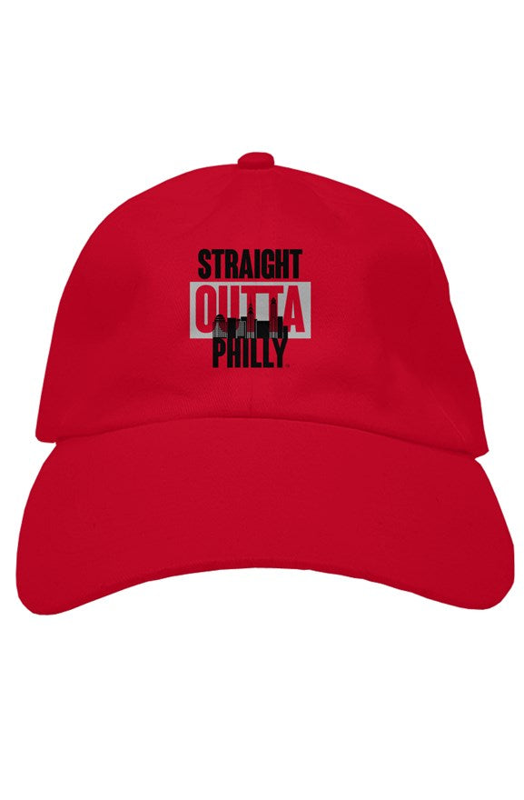 STRAIGHT OUTTA PHILLY Custom Embroidered Red Dad Hat