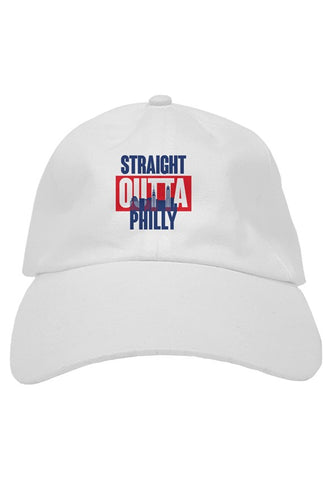 STRAIGHT OUTTA PHILLY Custom Embroidered White Dad Hat