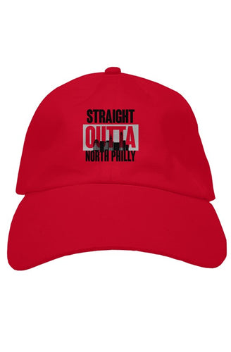 STRAIGHT OUTTA NORTH PHILLY Custom Embroidered Red Dad Hat