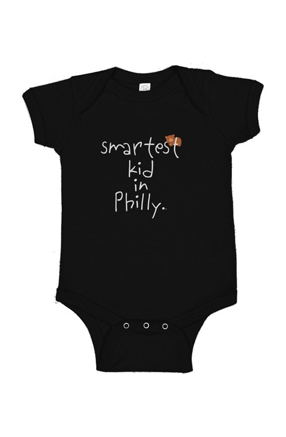 Smartest Kid in Philly Black Baby Onesie