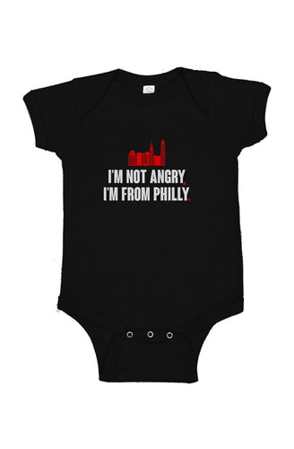 I'm Not Angry, I'm From Philly Black Baby Onesie