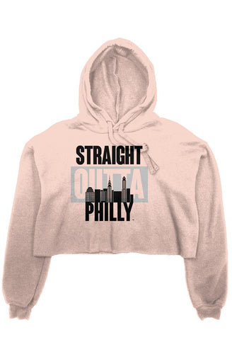 STRAIGHT OUTTA PHILLY Cropped Black Hoodie
